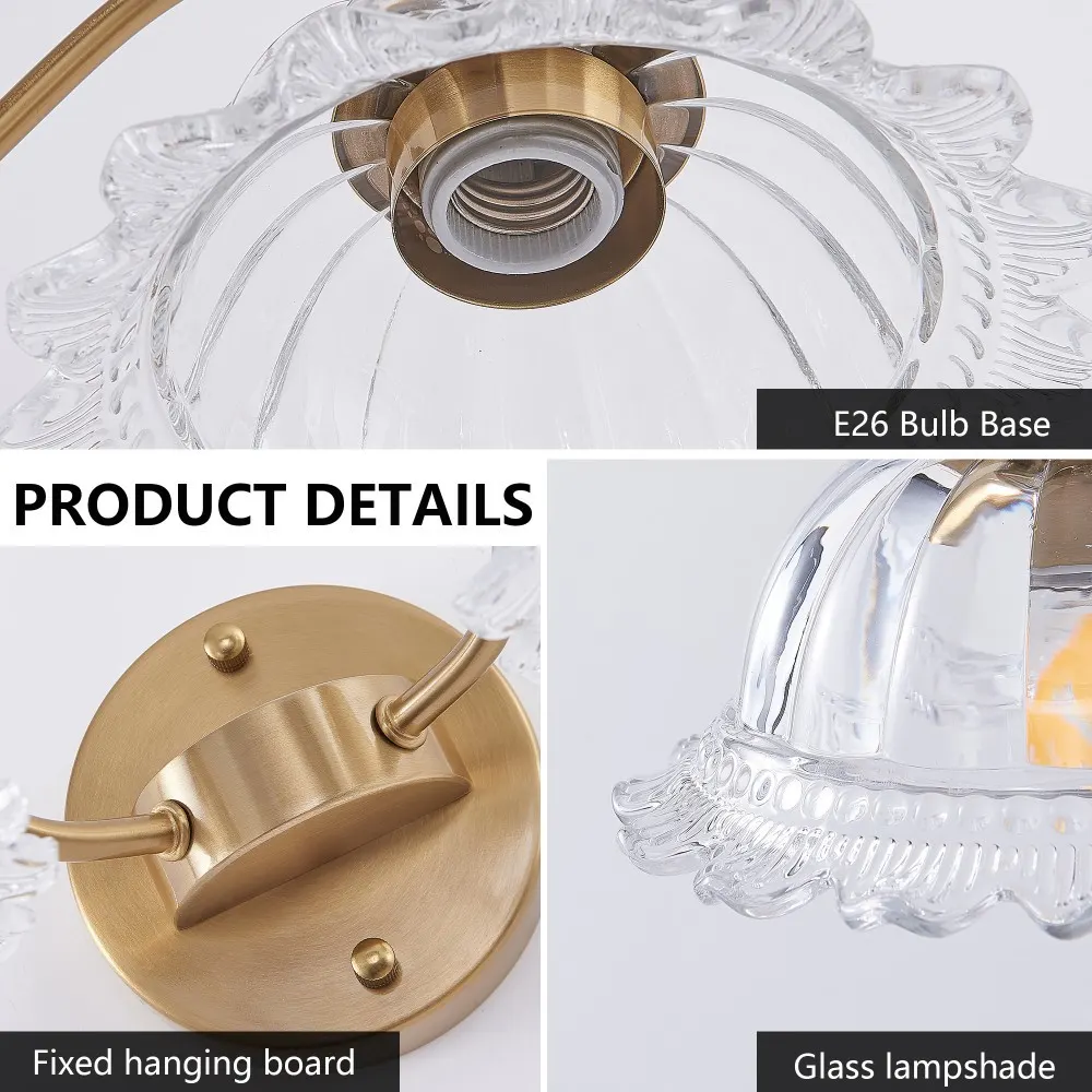 Vintage 2-Light Clear Glass Vanity Light, 20 in, image 3 of 5