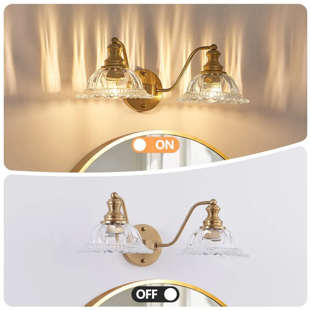 Vintage 2-Light Clear Glass Vanity Light, 20 in, image 4 of 5