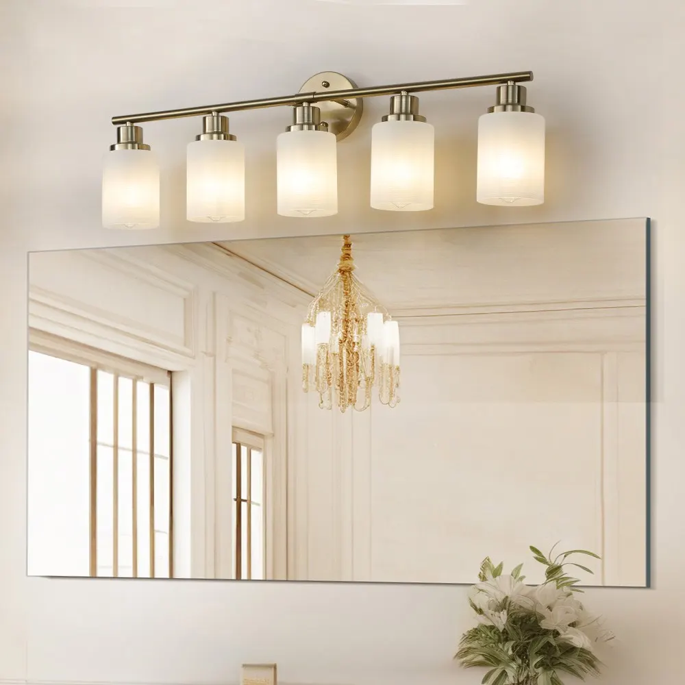 Modern 5-Light Frosted Glass Vanity Light, 31 in