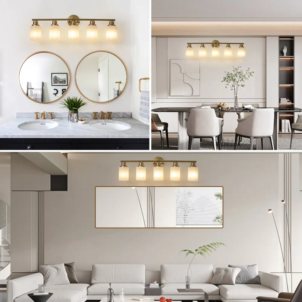 Modern 5-Light Frosted Glass Vanity Light, 31 in, image 2 of 5