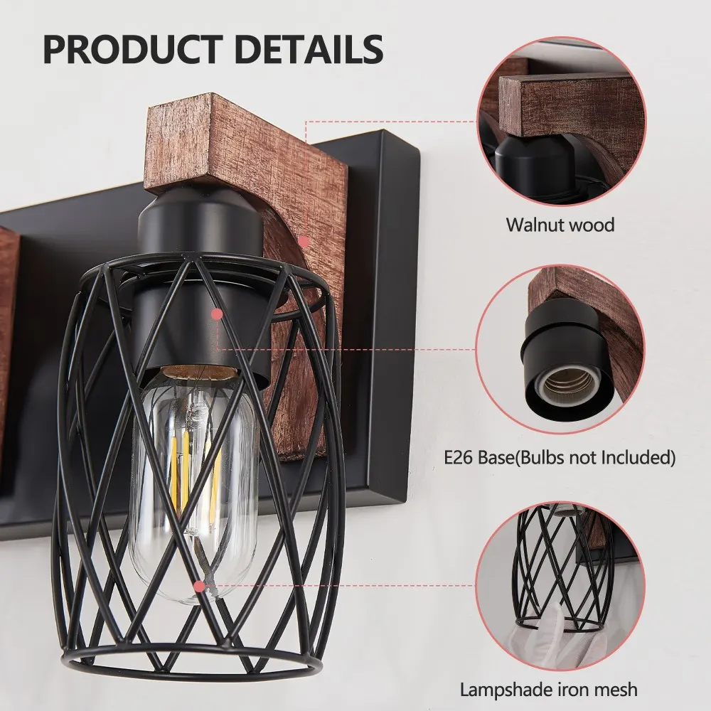 Industrial Black 5-Light Vanity Light, 31 in, image 3 of 5