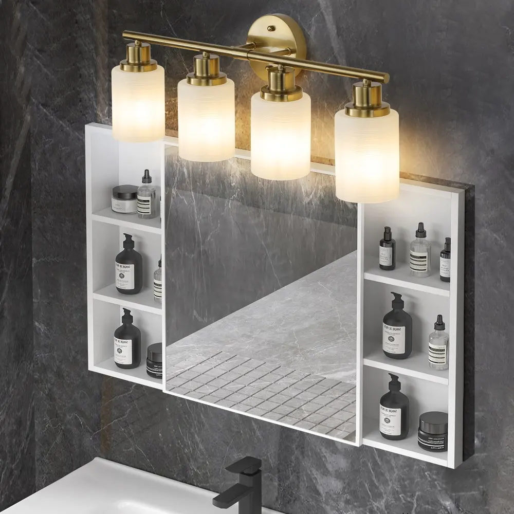 Modern 4-Light Frosted Glass Vanity Light, 24 in