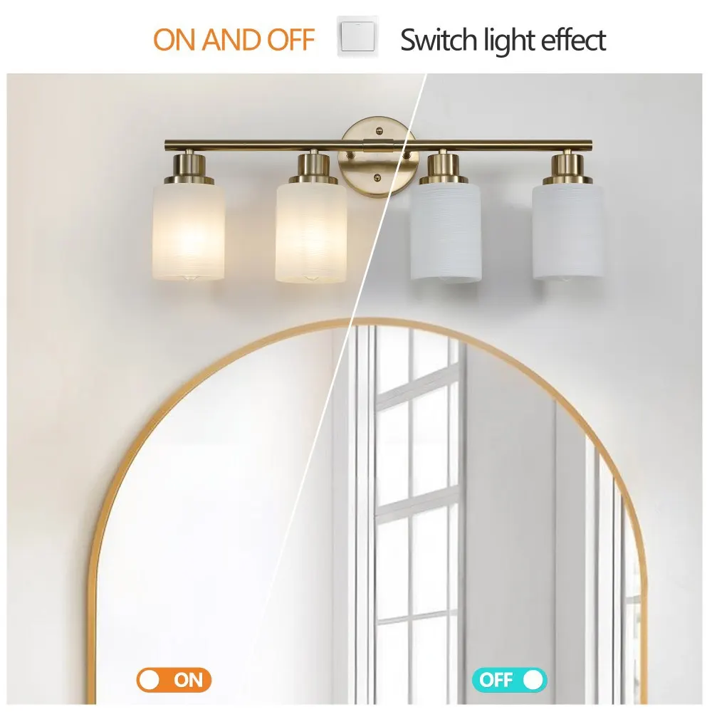 Modern 4-Light Frosted Glass Vanity Light, 24 in, image 5 of 5