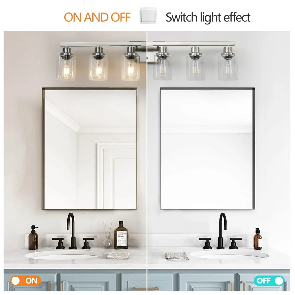 Modern Brushed Nickel 6-Light Clear Glass Vanity Light, 37 in, image 5 of 5