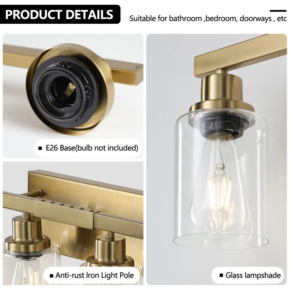 Modern Gold 8-Light Clear Glass Vanity Light, 51 in, image 3 of 5