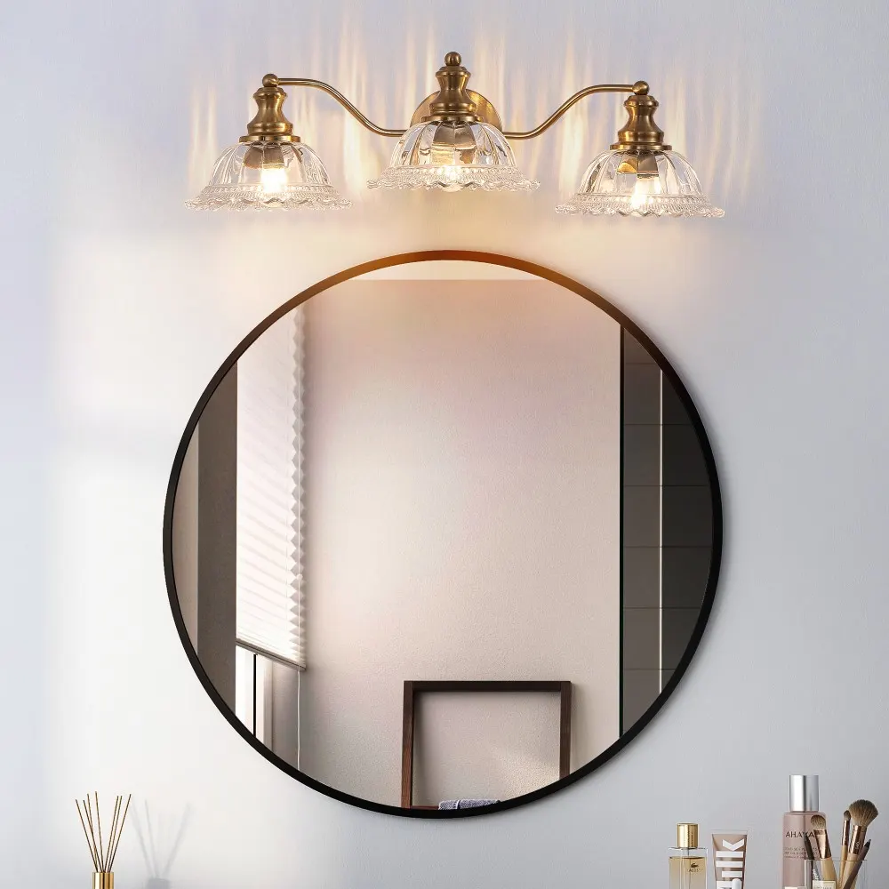 Vintage 3-Light Clear Glass Vanity Light, 24 in