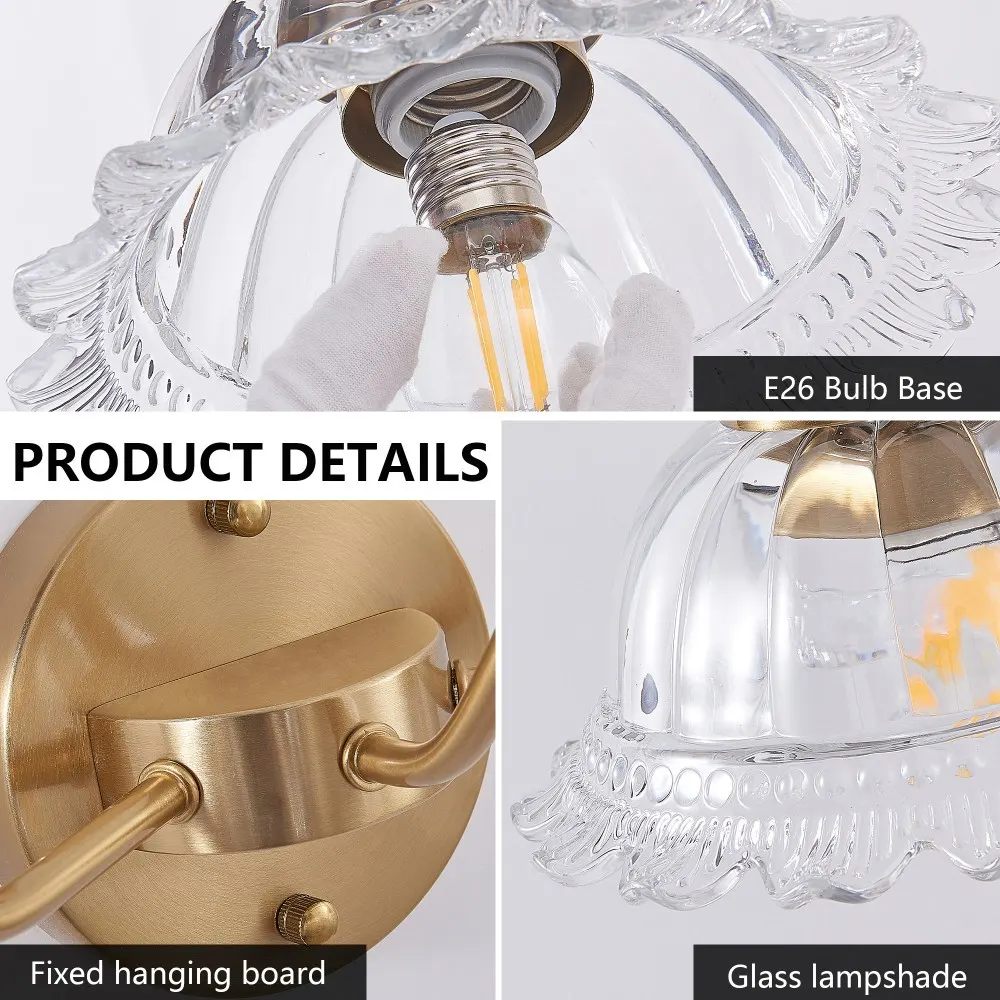 Vintage 3-Light Clear Glass Vanity Light, 24 in, image 3 of 5