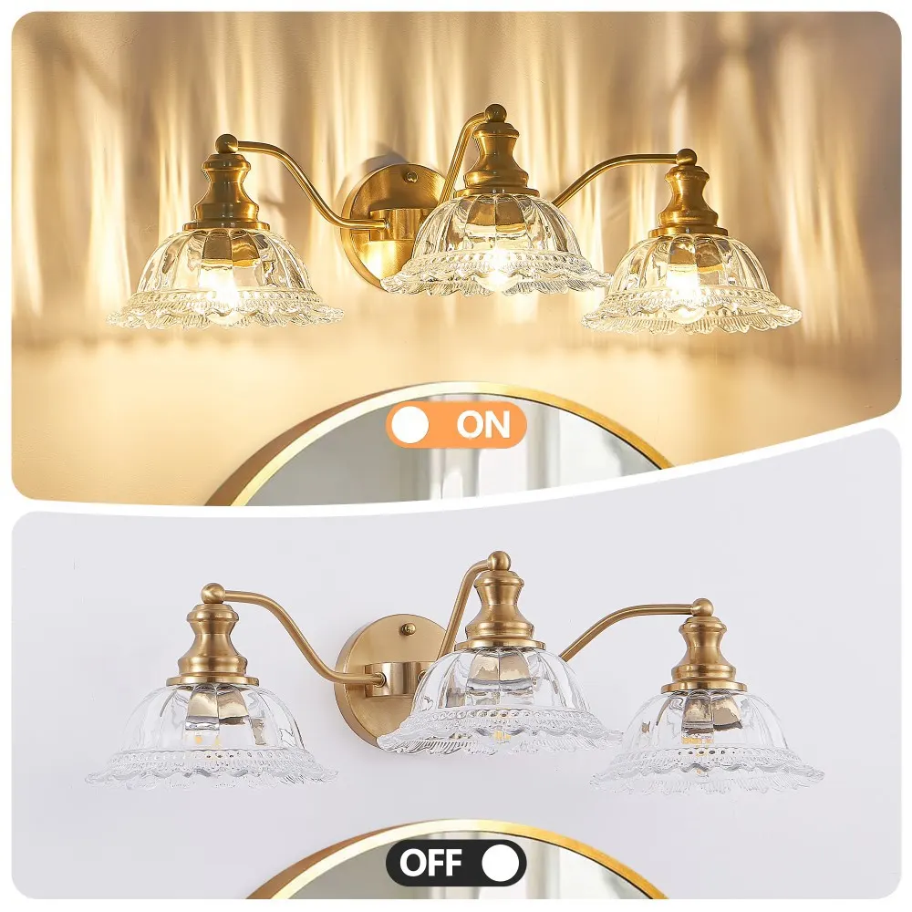 Vintage 3-Light Clear Glass Vanity Light, 24 in, image 4 of 5