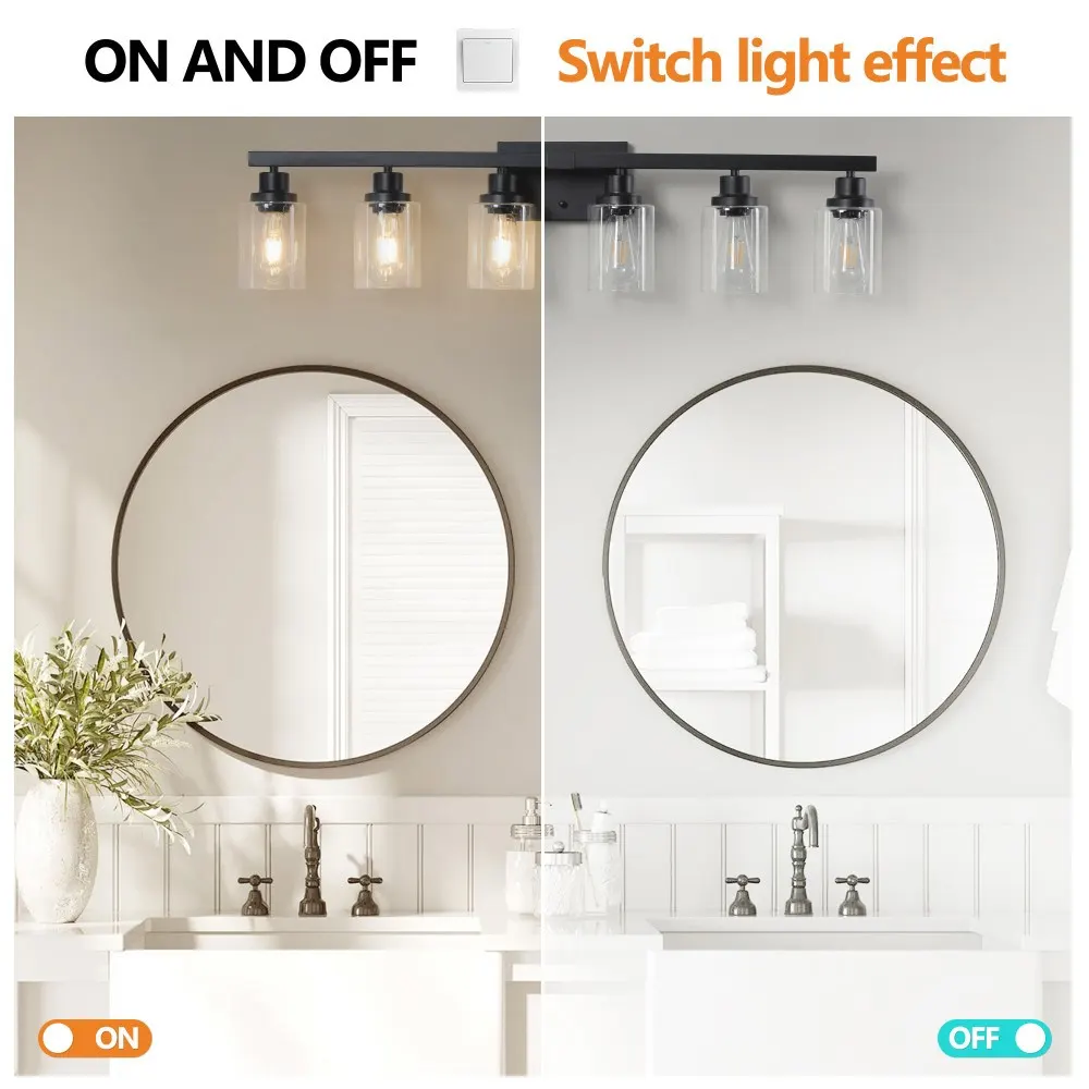 Modern Black 6-Light Clear Glass Vanity Light, 37 in, image 5 of 5