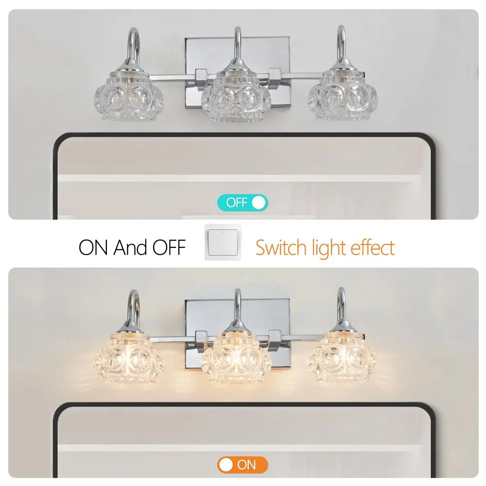 Vintage Nickel 3-Light Clear Glass Vanity Light, 17 in, image 5 of 5