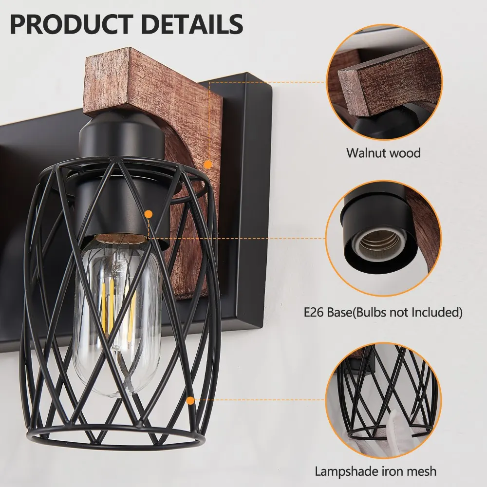 Industrial Black 6-Light Vanity Light, 38 in, image 3 of 5