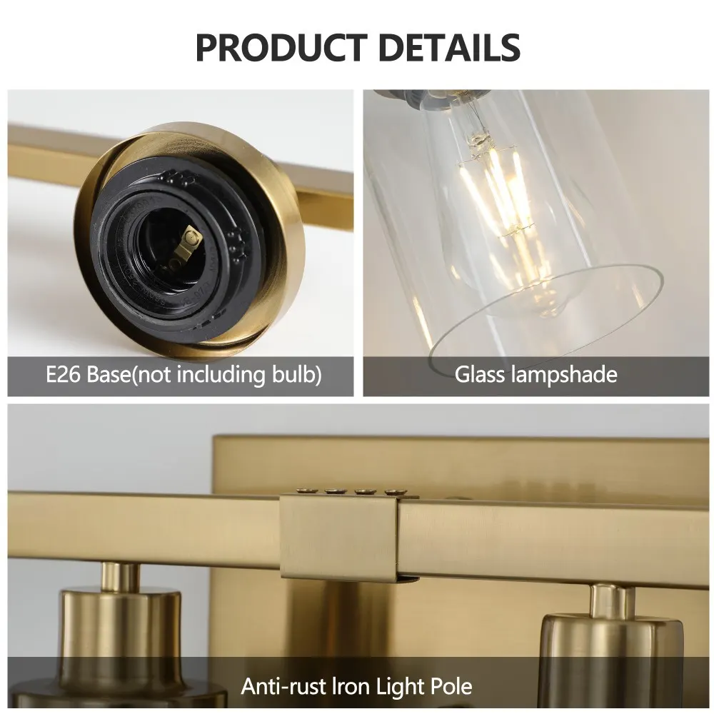 Modern Gold 6-Light Clear Glass Vanity Light, 37 in, image 4 of 5