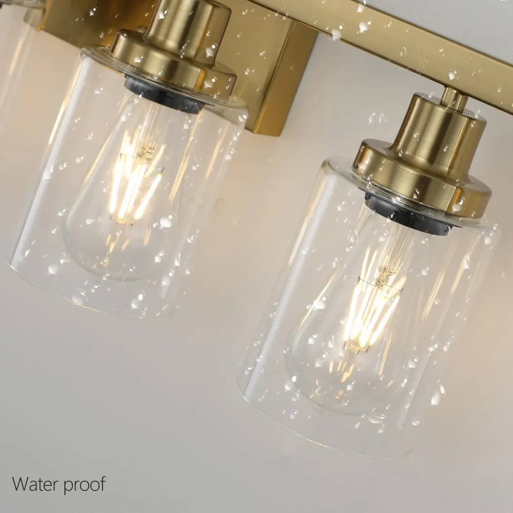 Modern Gold 6-Light Clear Glass Vanity Light, 37 in