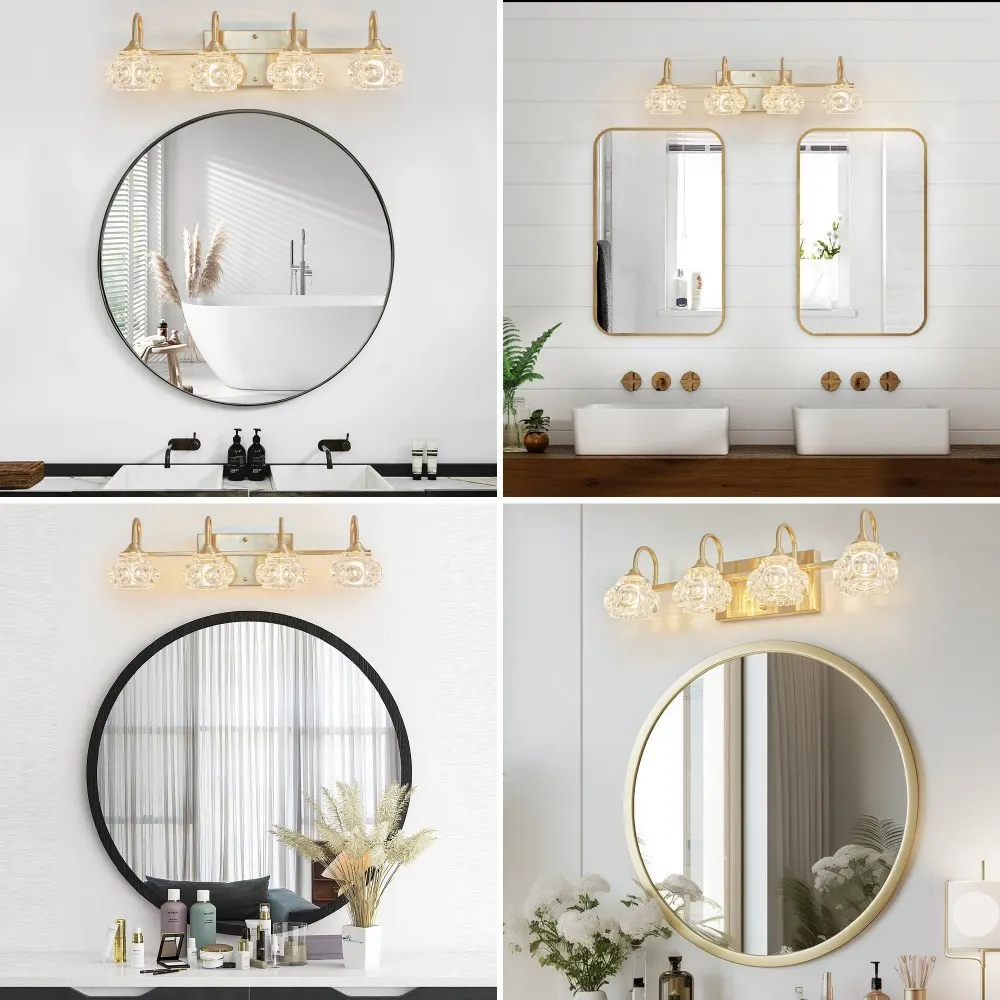 Modern Gold 4-Light Clear Glass Vanity Light, 23 in, image 2 of 5
