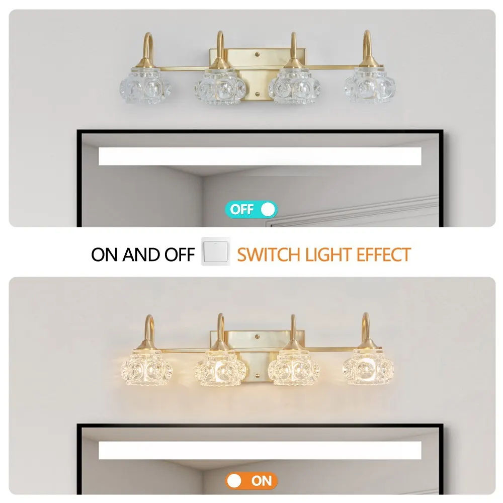 Modern Gold 4-Light Clear Glass Vanity Light, 23 in, image 5 of 5