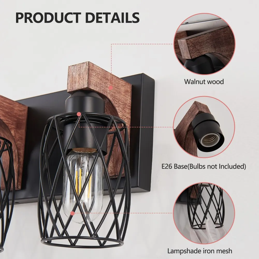 Industrial Black 3-Light Vanity Light, 18 in, image 3 of 5