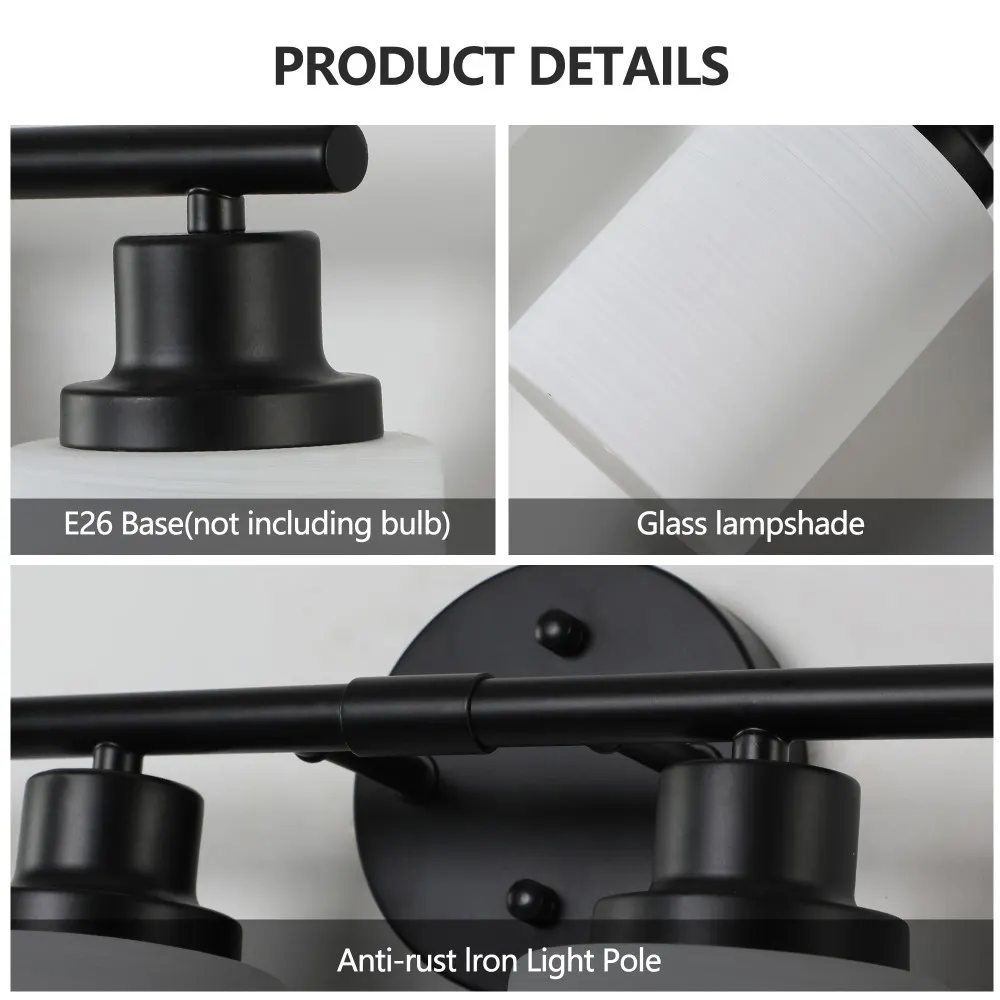 Modern Black 4-Light Glass Vanity Light, 24 in, image 5 of 5