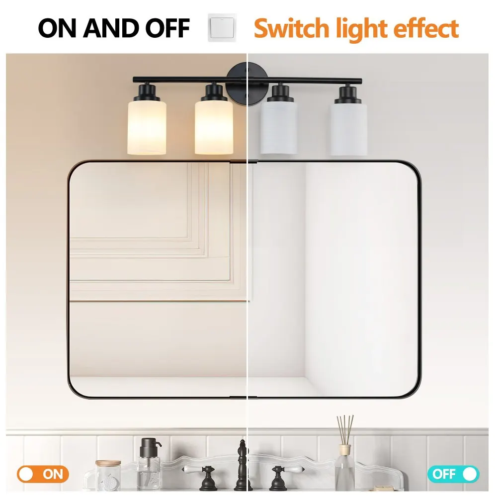 Modern Black 4-Light Glass Vanity Light, 24 in, image 4 of 5